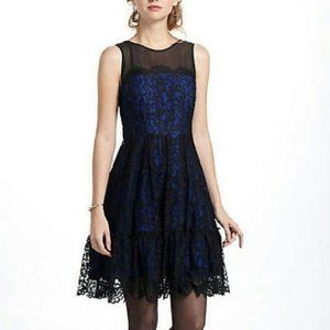 Anthropologie Blue Sapphire Lace Dress Black